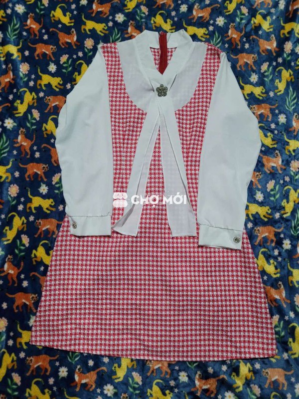 ĐẦM NỮ KẺ CARO ĐỎ TRẮNG