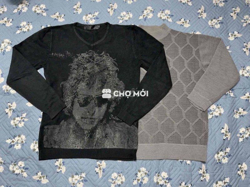 Áo len nam Đen Xám size 50-60kg