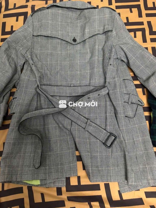 Áo măng tô British Nữ vải Kẻ caro xám size M