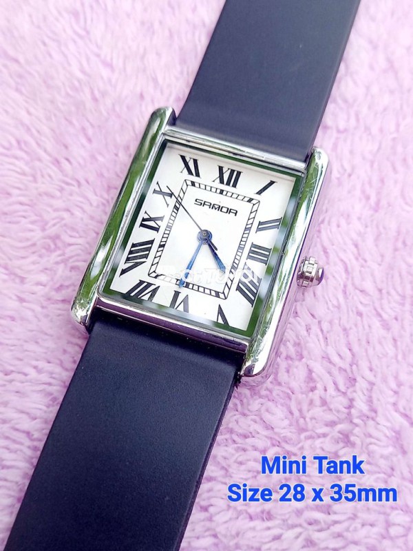 Đồng hồ Sanda Mini Tank Quartz Đen