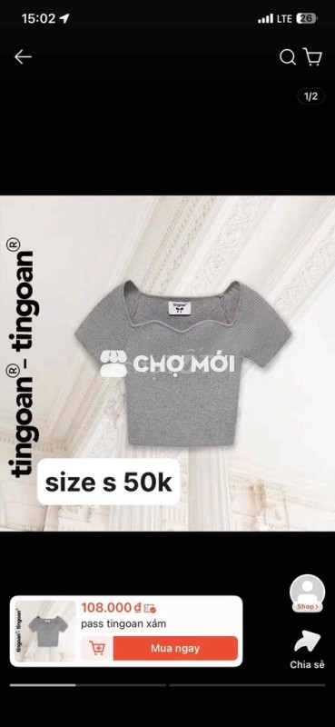 Áo croptop Nữ Tingoan Xám size S