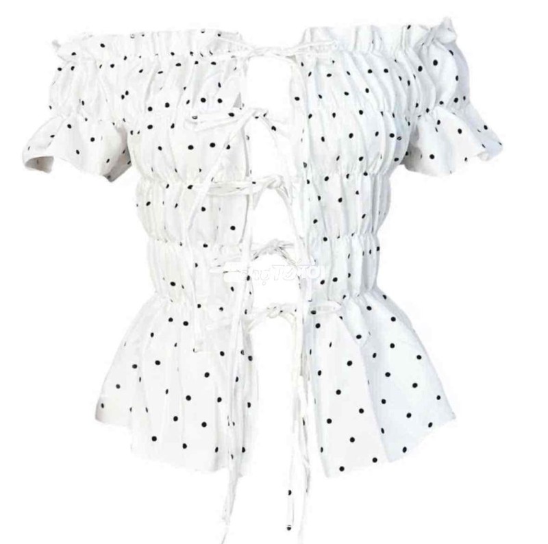Áo kiểu nữ Trễ vai Vải smocking Đã sử dụng