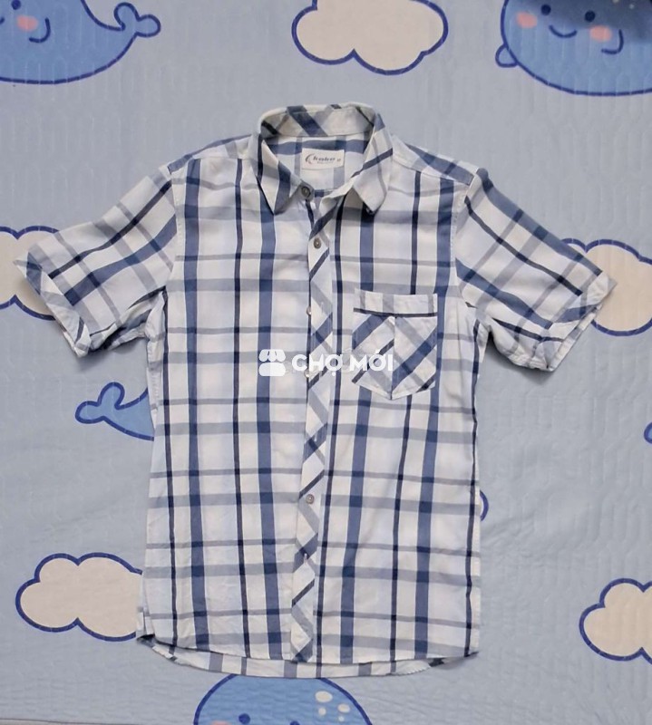 Áo sơ mi nam kẻ caro Trắng Xanh