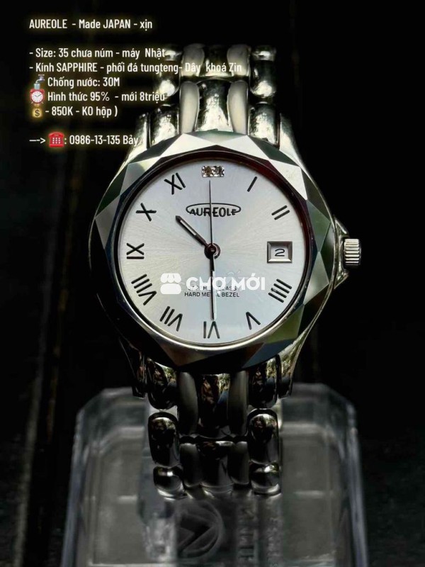 Đồng hồ đeo tay AUREOLE Nữ Kính Sapphire Bạc