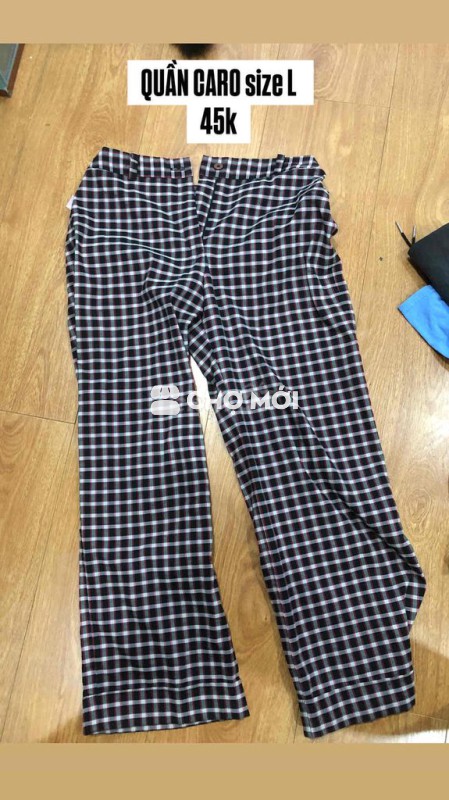 Quần dài nữ kẻ caro thun co giãn size L