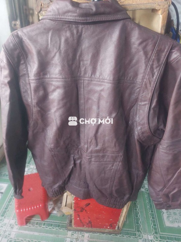 Áo khoác da nam Da bò thật Nâu