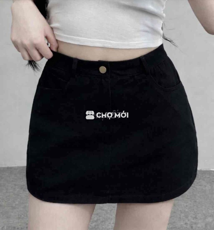 Chân váy nữ Denim Đen (tặng kèm quần bảo hộ)