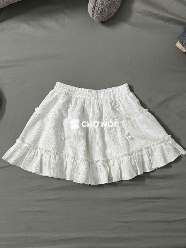 Váy Nữ Ngắn Trắng Nơ