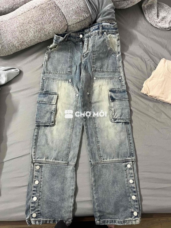 Quần jeans túi hộp Jean xanh nhạt
