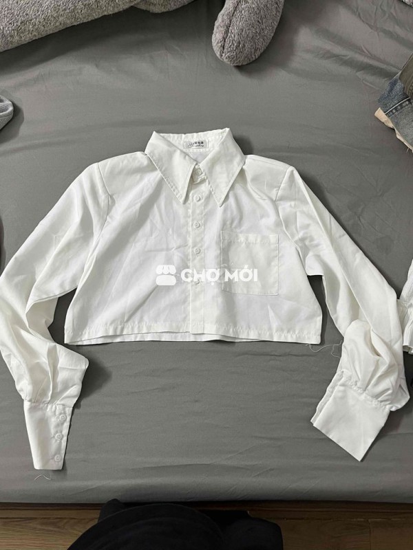 Áo sơ mi croptop Nữ Vải Trắng