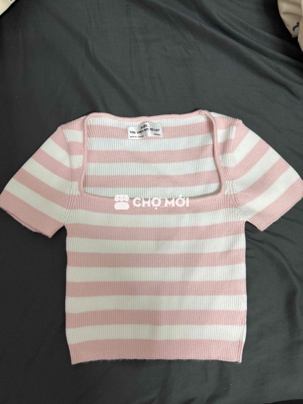 Áo len crop top TINGOAN Nữ Trắng hồng