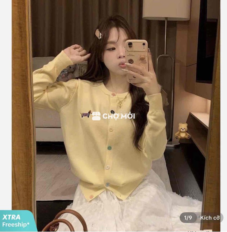 Áo len nữ Freesize Vàng nhạt Mới