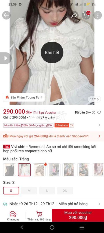 Áo sơ mi Remmus Vivi shirt Nữ Ren size S
