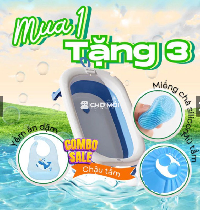 Chậu tắm trẻ sơ sinh nhựa gấp gọn