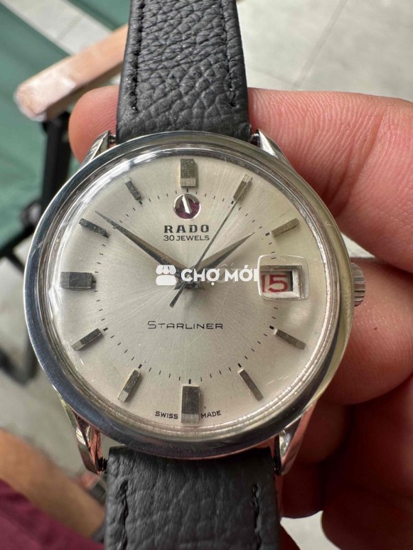 Đồng hồ Rado Starliner Nam Kim loại, Da Bạc, Đen