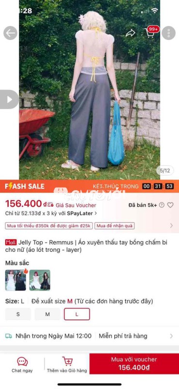 Áo xuyên thấu Remmus Nữ Vải mềm mại size L Mới