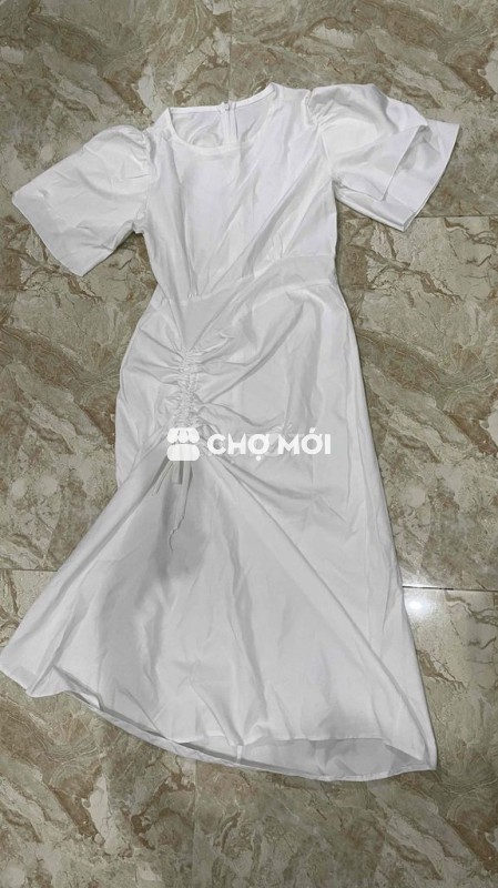 Váy nữ dáng dài tay phồng màu Trắng