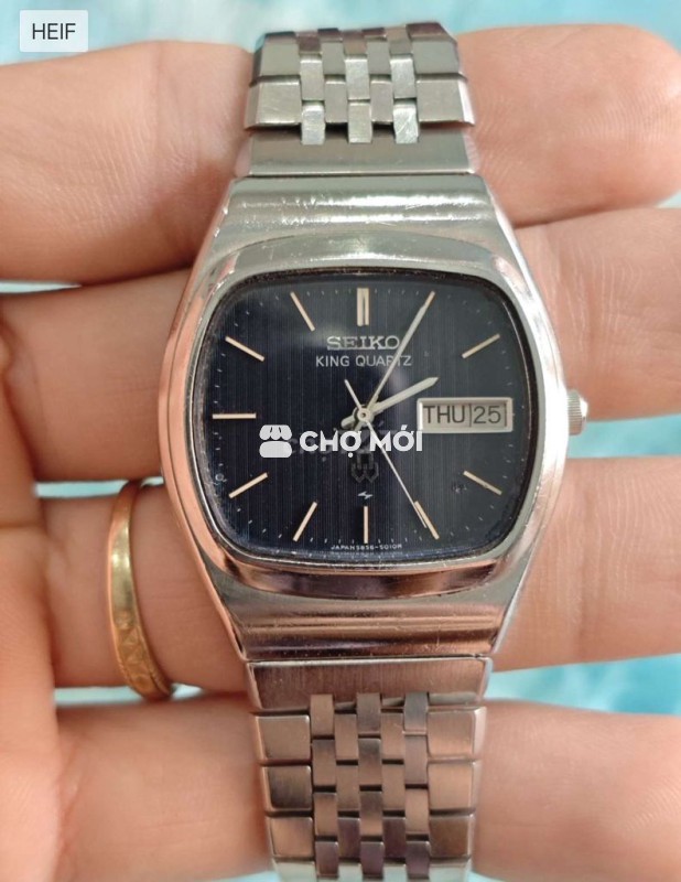 Đồng hồ Seiko King Quartz Tank Bạc