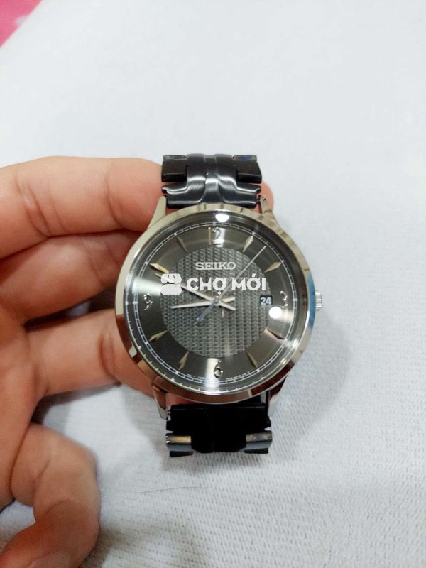 Đồng hồ Seiko Nam Thép không gỉ Đen bạc