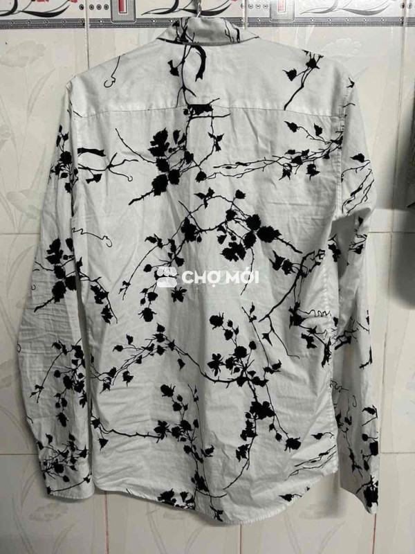 Áo sơ mi Zara Nam Cotton Trắng đen