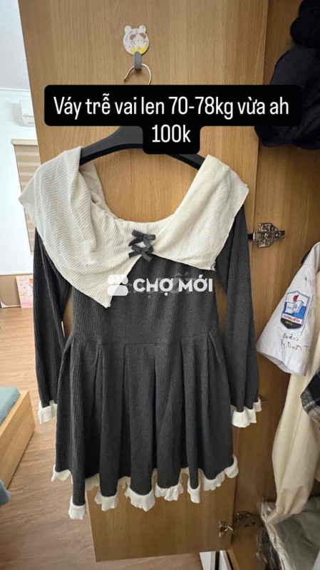 Váy len nữ trẻ trung trễ vai