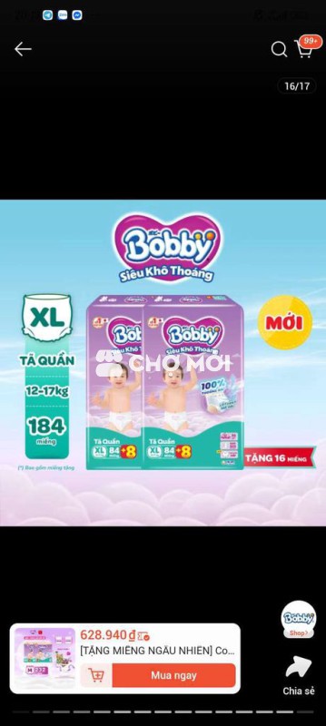 Tã quần Bobby XL 12-17kg