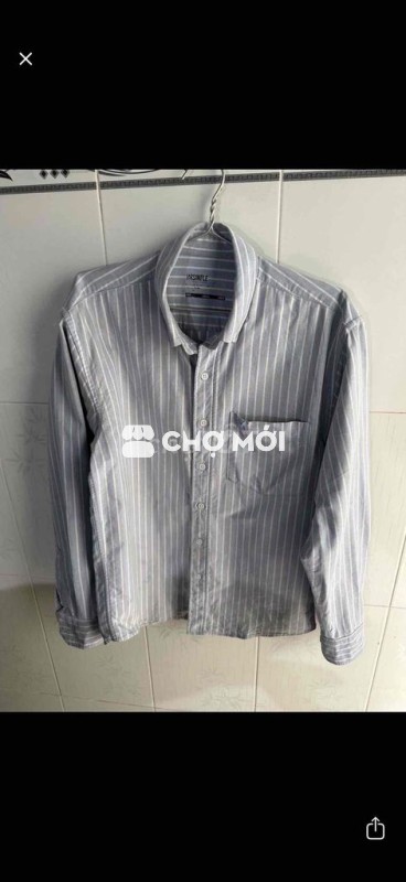 Áo sơ mi Mr SIMPLE Nam Xám sọc trắng size S