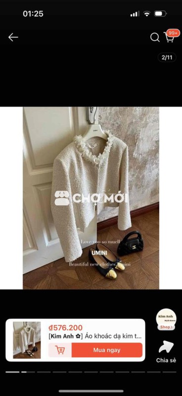 Áo khoác Kim Anh dạ kim tuyến Nữ