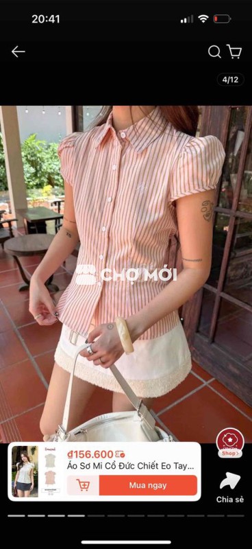 Áo sơ mi nữ Hồng sọc