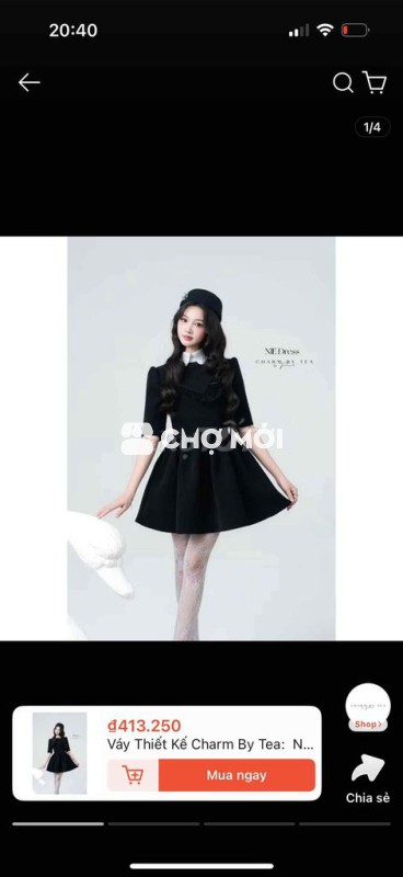 Váy Charm By Tea NIE Dress Nữ Đen