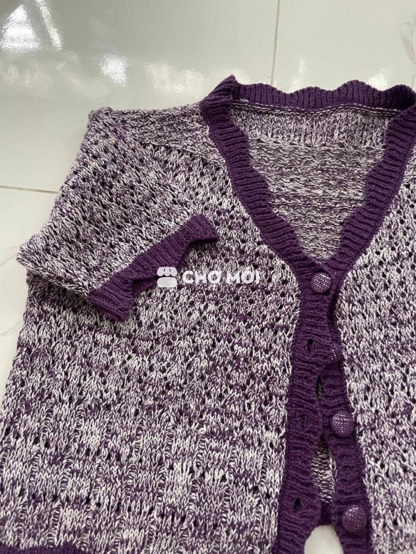 Áo len nữ dáng ngắn màu Tím