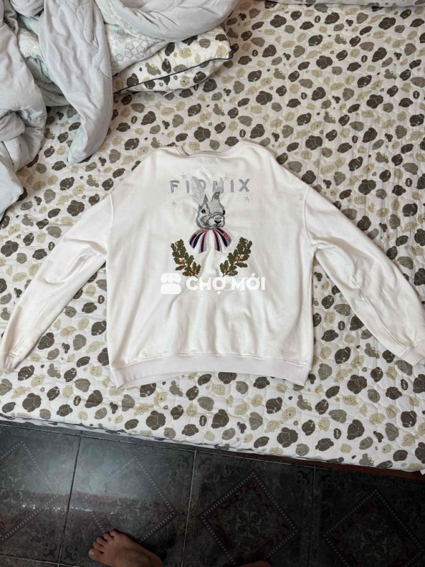 Áo tay dài Unisex Trắng Form rộng