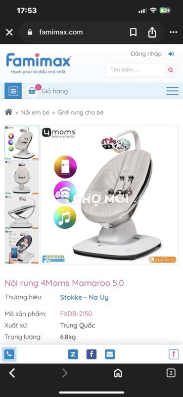 Nôi điện 4moms Mamaroo 5.0 Đen