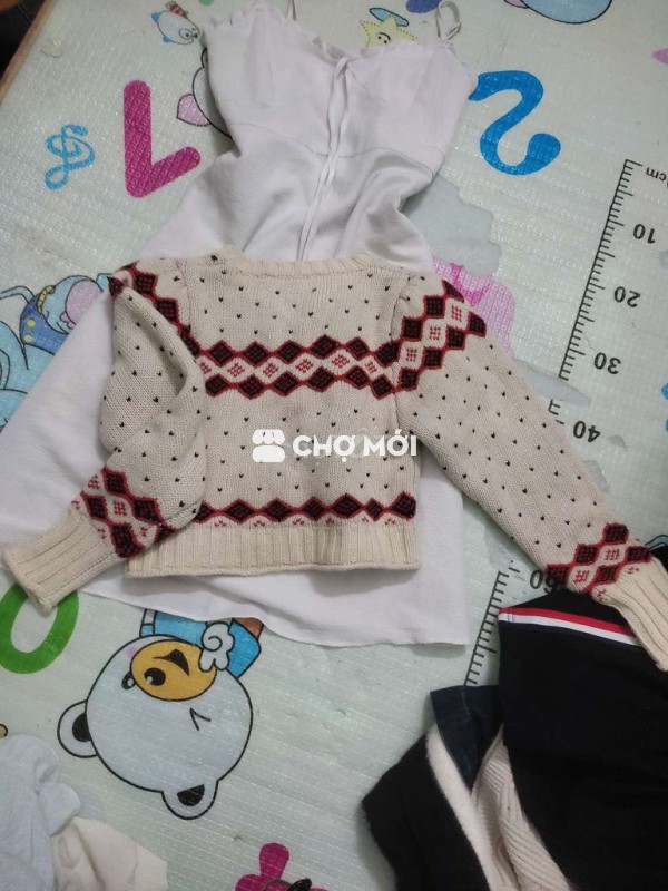 Áo len nữ len Trắng Đỏ Đen