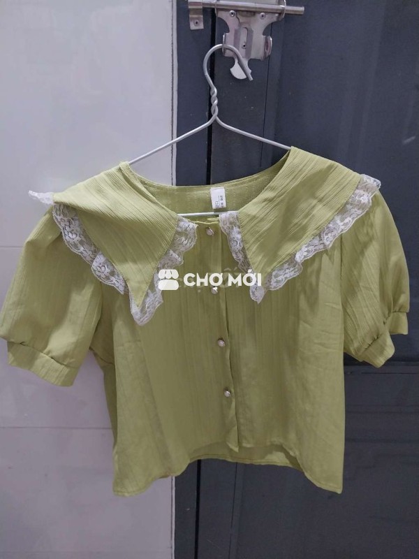 Áo sơ mi nữ vải đũi cổ ren