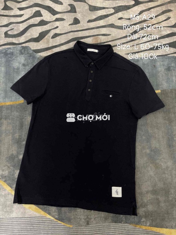 Áo polo nam Pearly Gates đen size L