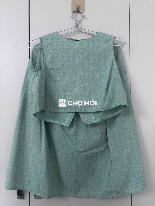 Set váy nữ Linen Croptop Xanh