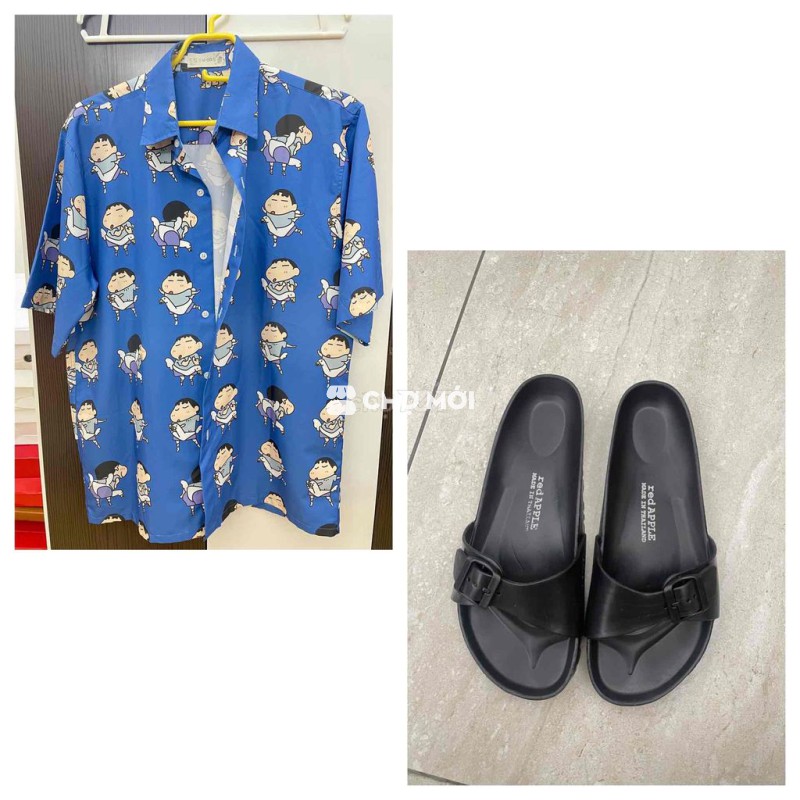 Combo 270k Áo sơmi Shinchan sz L & dép Thái sz 44