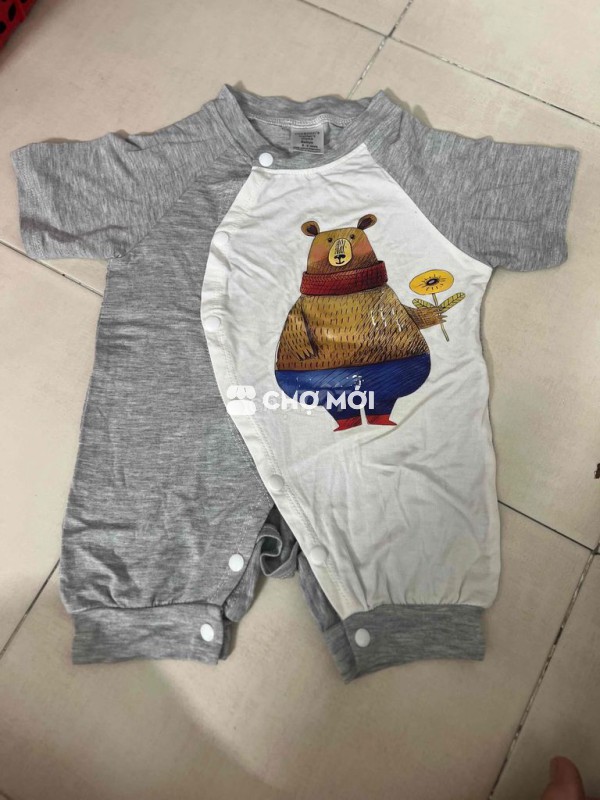 Áo liền quần trẻ em cotton Xám Trắng