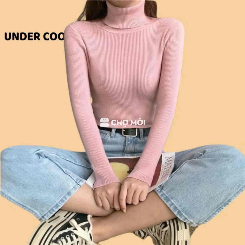 Áo len nữ cổ lọ Hồng