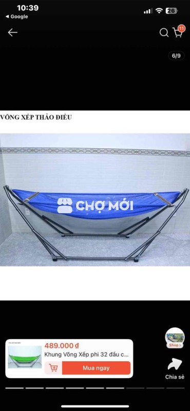 Võng xếp Kim loại Vải Xanh dương