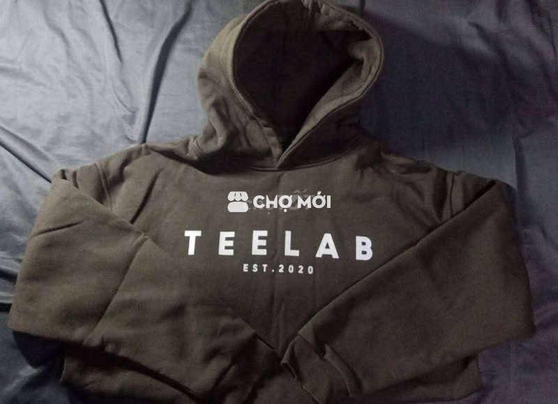 Áo hoodie TEELAB Unisex size L xanh rêu