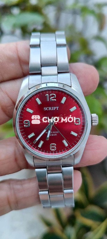 Đồng hồ Jaxis Script Đỏ mận,Size  34mm