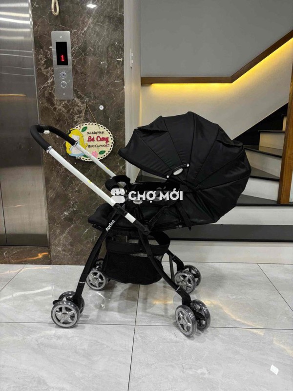 xe đẩy Aprica Air Ria Luxuna đen 4cas