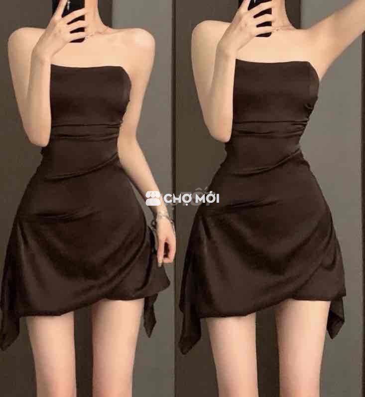 Đầm Nữ Satin Nâu Sang trọng