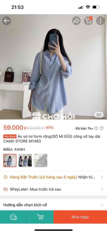 Áo sơ mi Nữ Xanh Tay dài