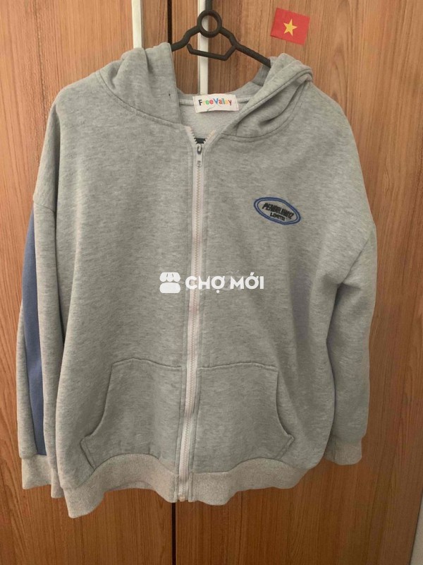 Áo hoodie Unisex xám size M, L đã dùng