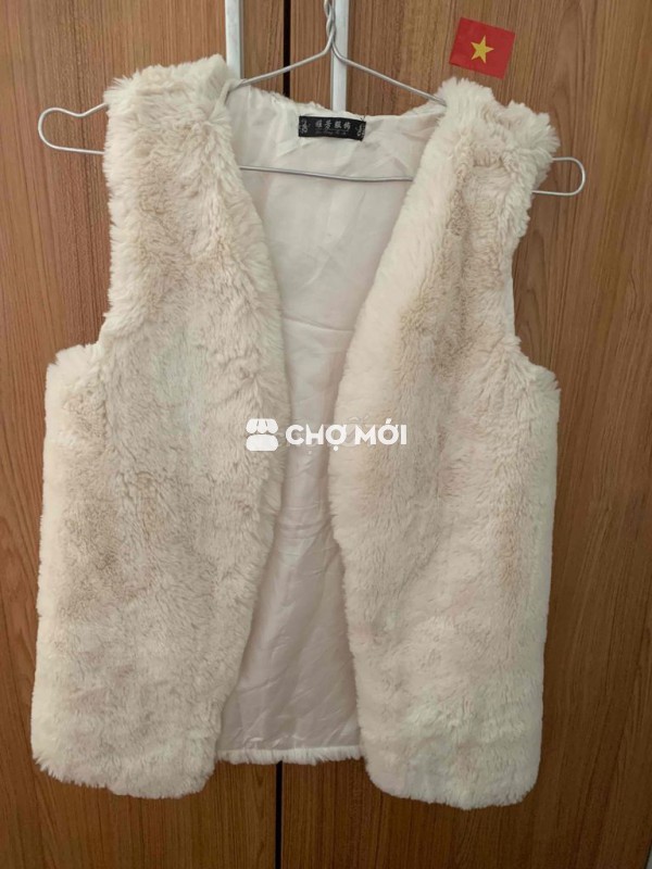 Áo gile Nữ Lông mềm mại Trắng kem