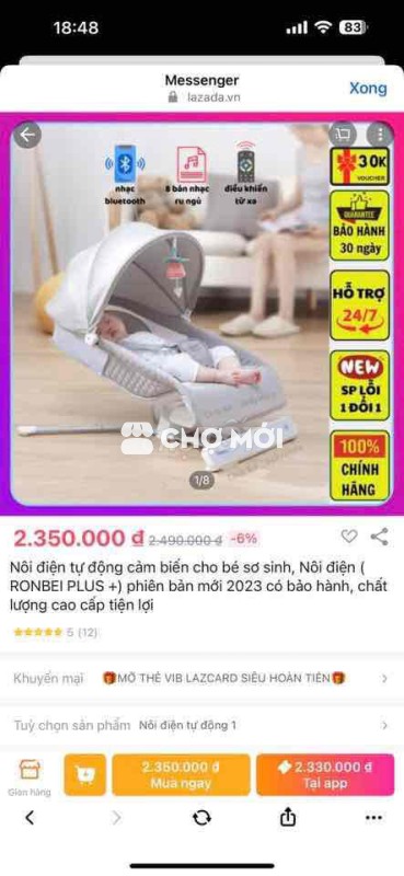 Nôi điện RONBEI PLUS 2023 Xám