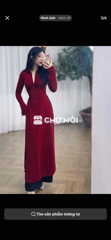 Áo dài Nữ Vải thun Đỏ đô size S
